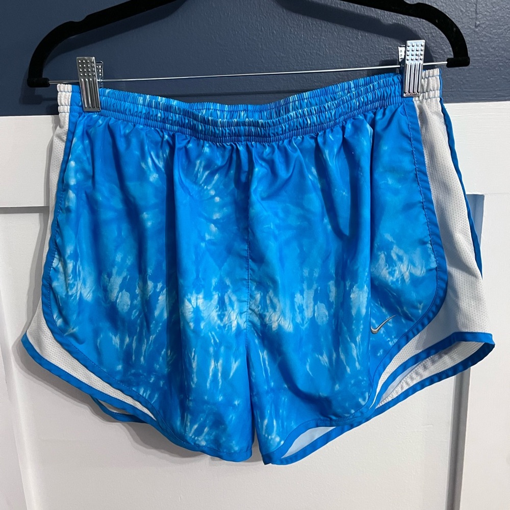 Nike Women’s Bright Blue Tie-Dye Dri Fit Lined Athletic Shorts